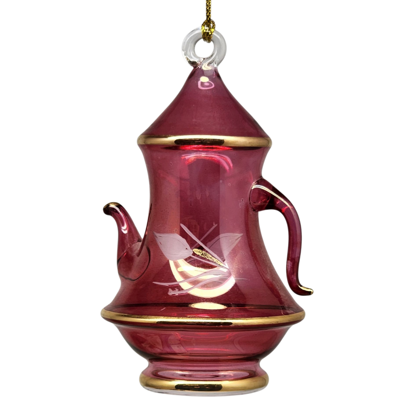 Gold Rimmed Teapot Solid - Red Small