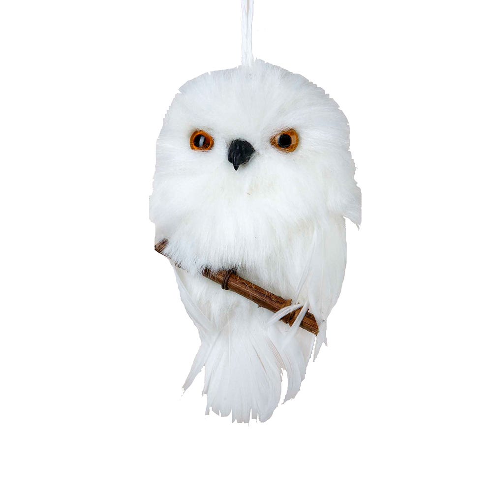 Whimsical White Owl Hanging Ornament