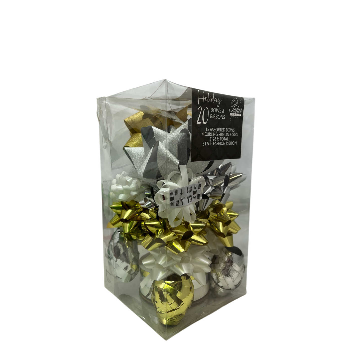 Holiday Ribbon And Bow Kit - Silver/Gold/White