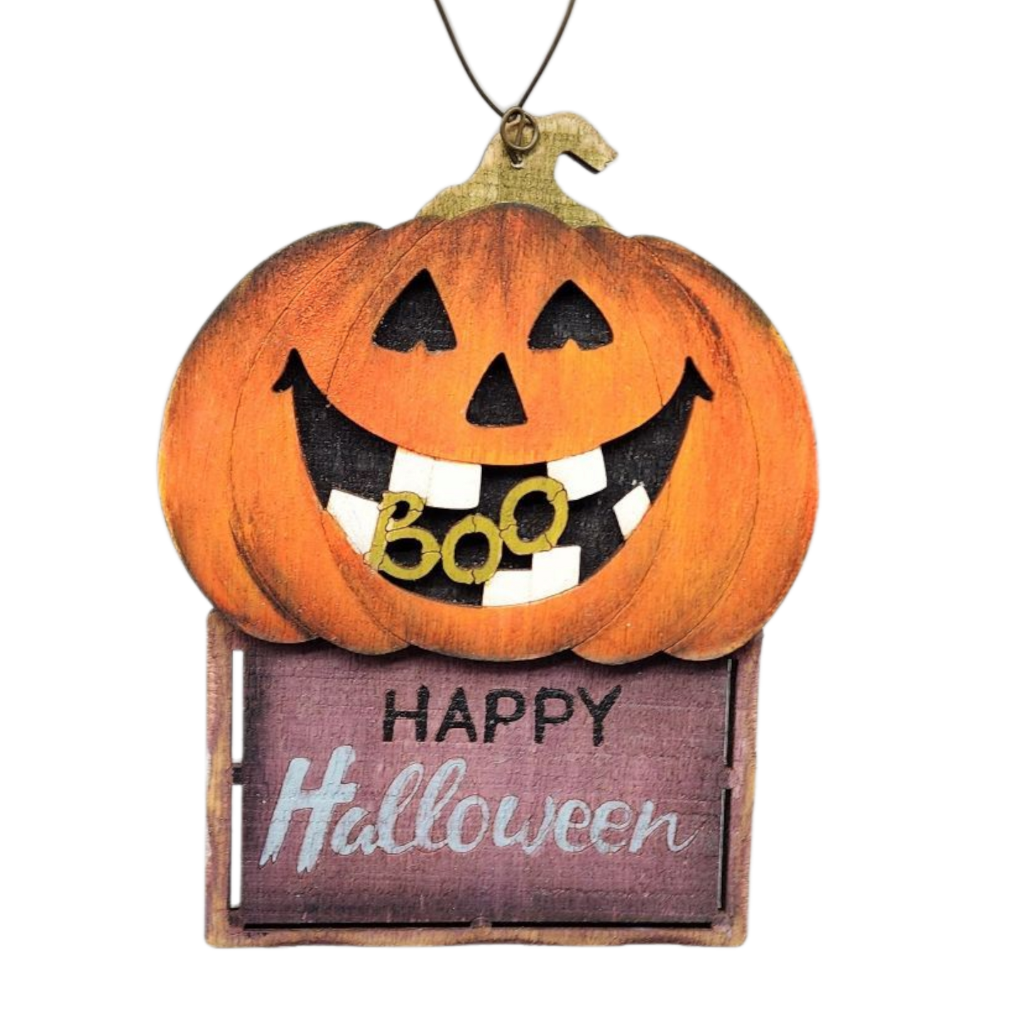 Wooden Halloween Ornament -  Jack-o-Lantern