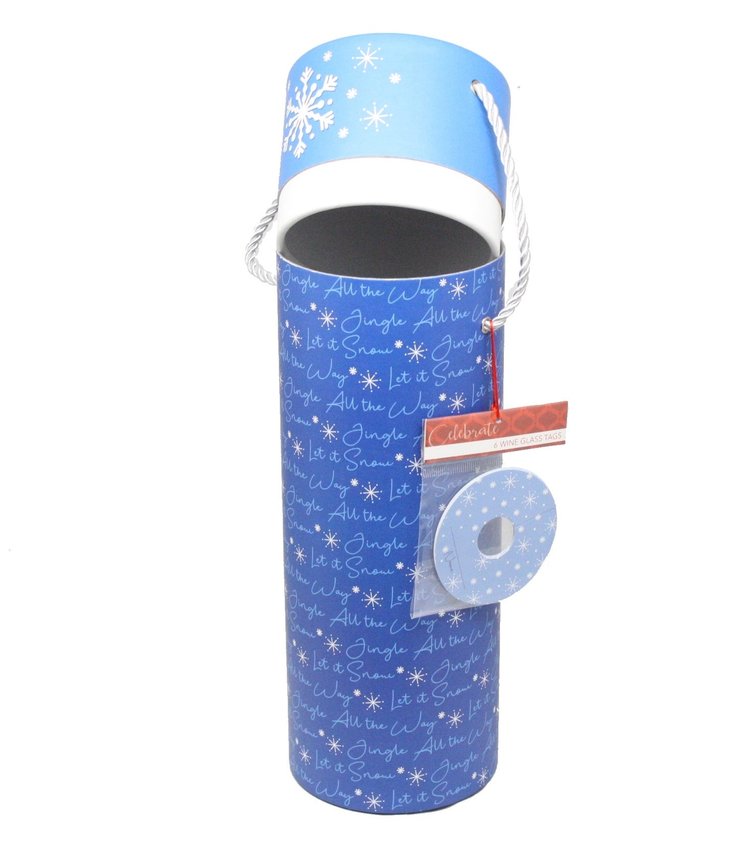 Christmas Wine Box Tube - Dark Blue Snowflake
