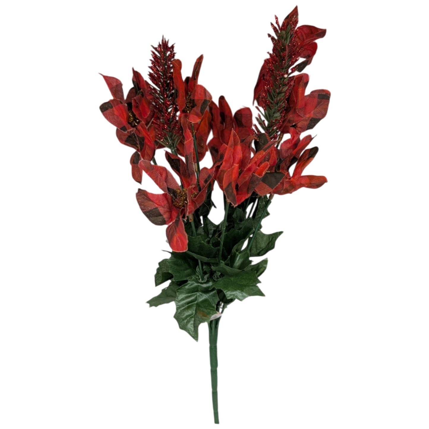 18-Inch Plaid Poinsettia Bush