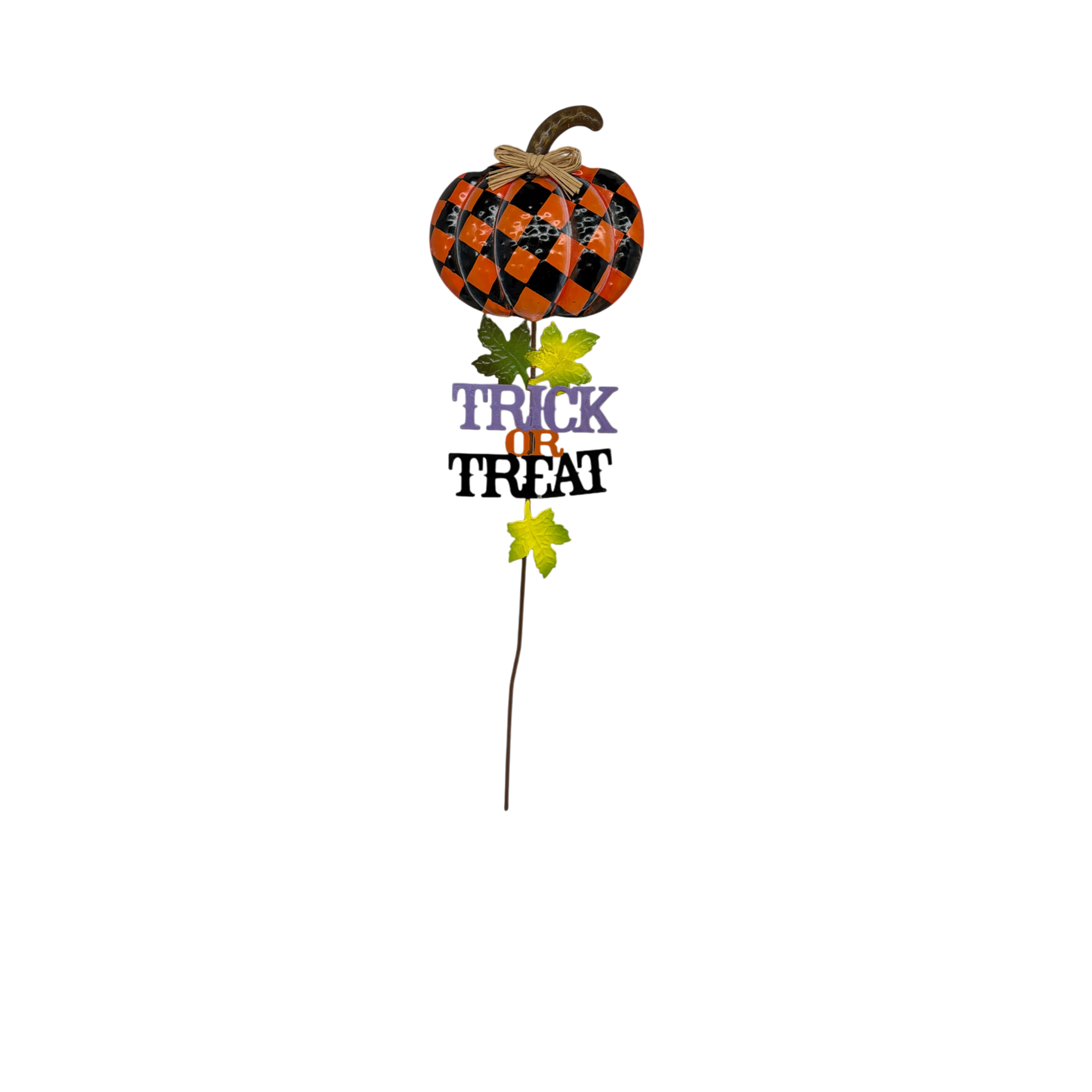 Trick Or Treat Black and Orange Pumpkin Garden Stake