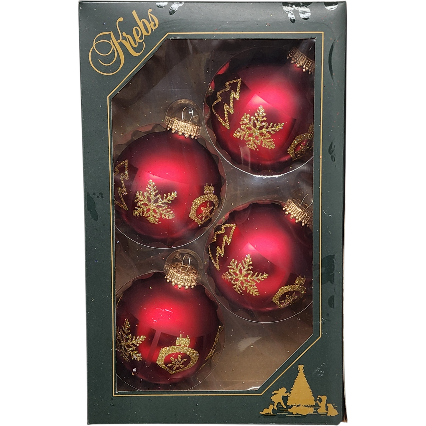 Krebs Value Glass Ornament 4 pack - Red Christmas Icon Band