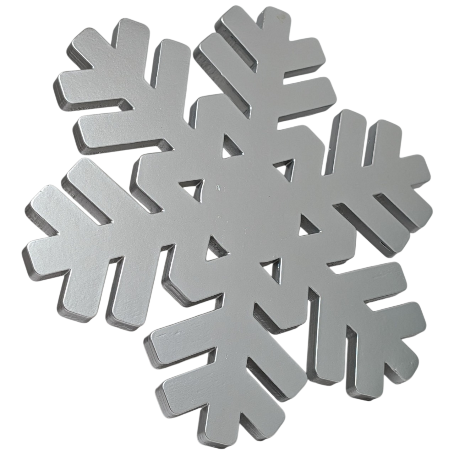 Wood Snowflake Design Riser Silver