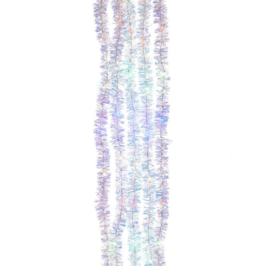 100-Light Silver Iridescent Tinsel Cascade Multi-Color Light Set
