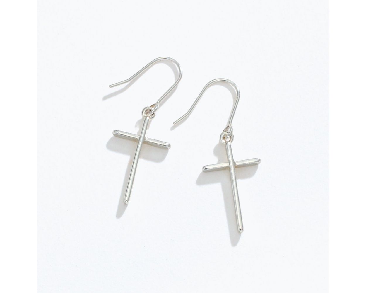 Silver Cross Dangle Earrings