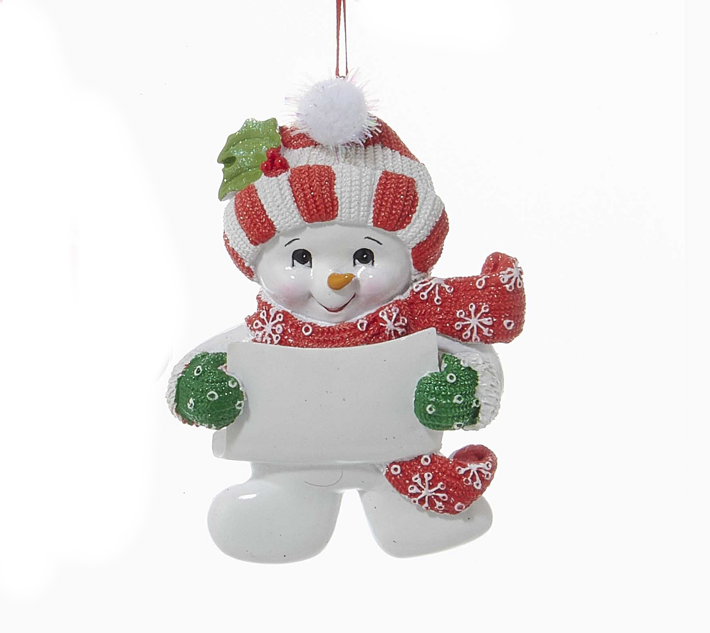 Snow Kid Ornament - Girl - Striped Hat